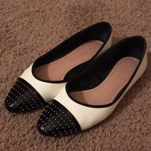 Zara Studded Cap Toe Ballet Flats